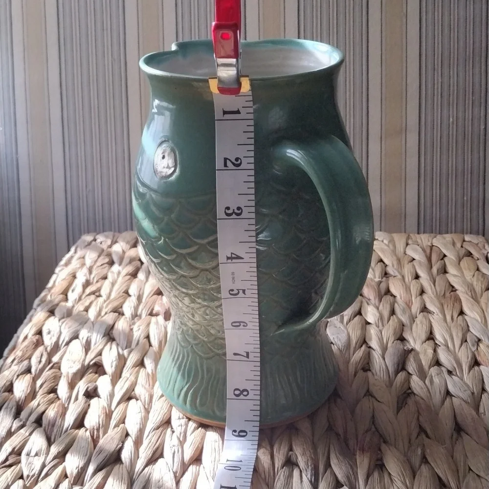 Karyn Tulla,  handmade turquoise fish  pottery vase